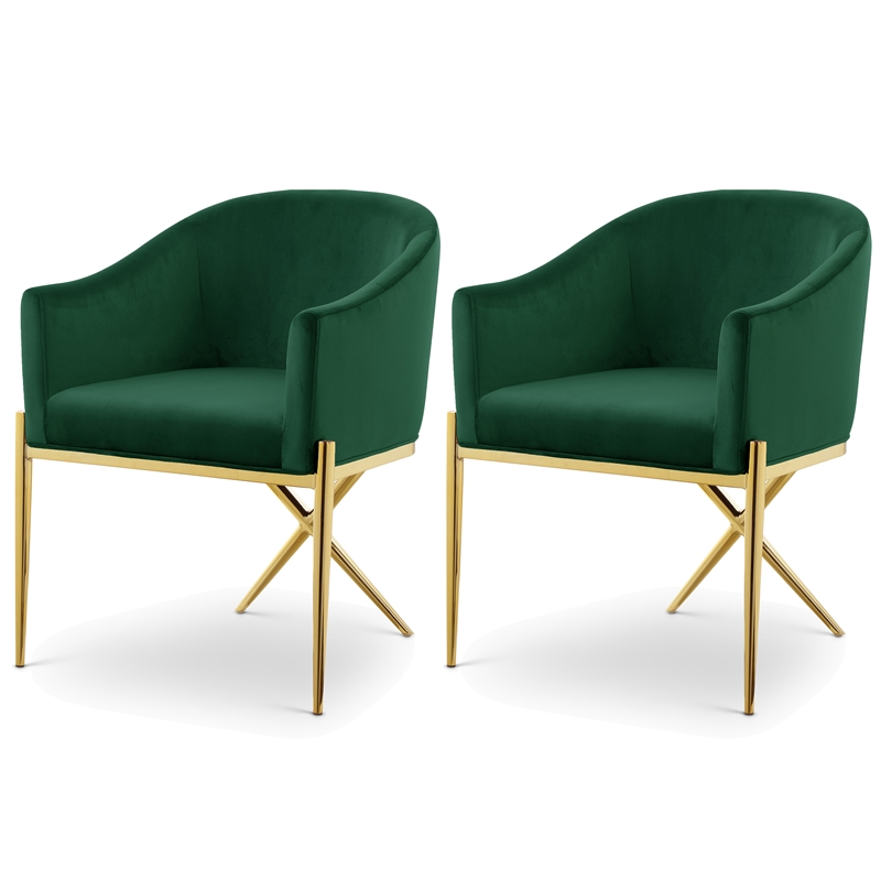 Meridian Furniture Xavier Green Velvet Dining Chair (Set of 2)