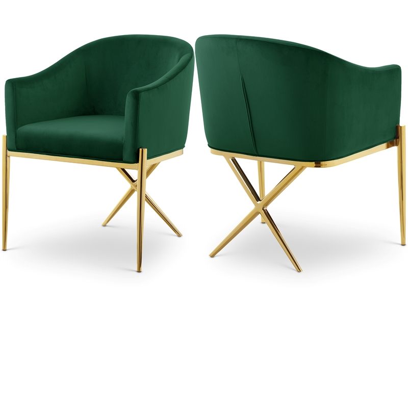 Meridian Furniture Xavier Green Velvet Dining Chair (Set of 3)