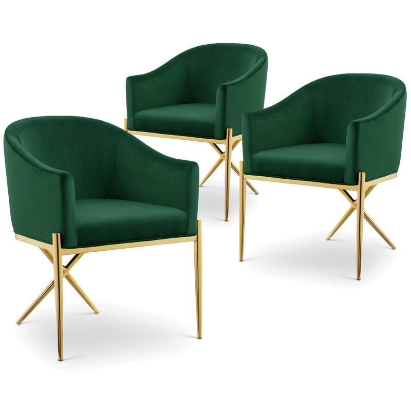 Meridian Furniture Xavier Green Velvet Dining Chair (Set of 3)
