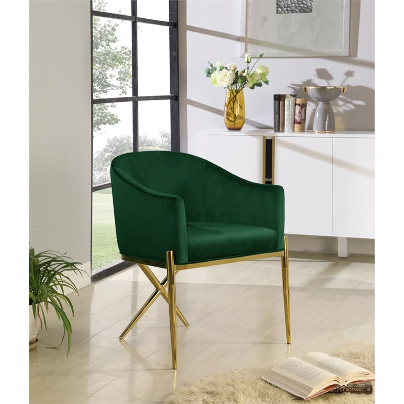 Meridian Furniture Xavier Green Velvet Dining Chair (Set of 4)