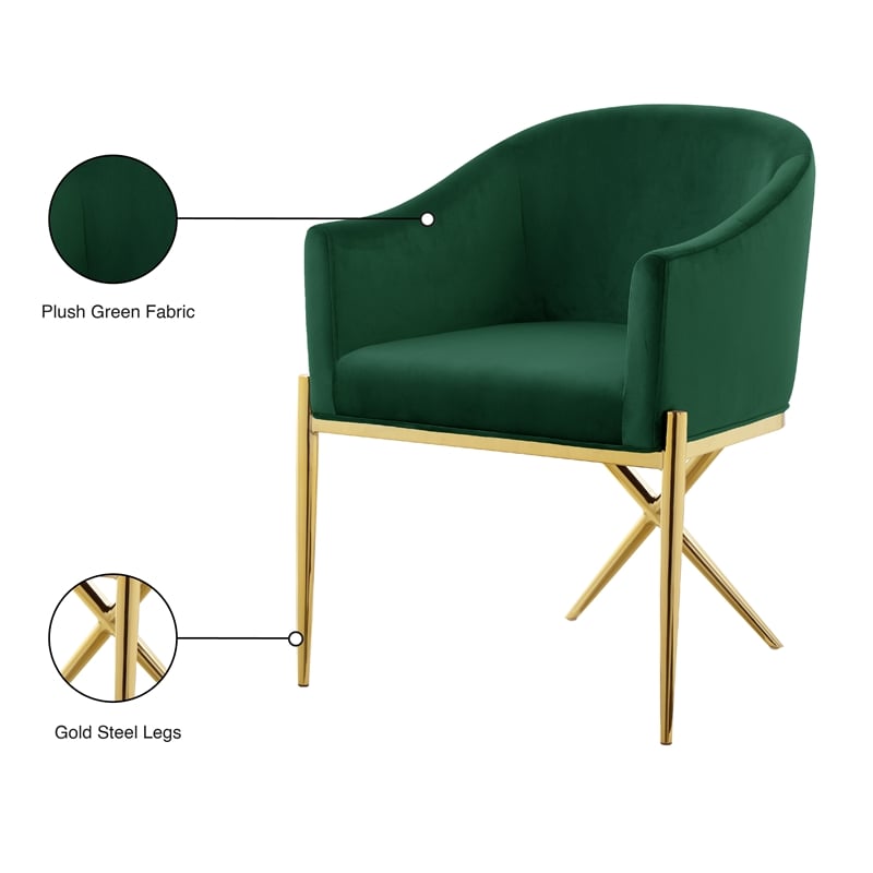 Meridian Furniture Xavier Green Velvet Dining Chair (Set of 4)