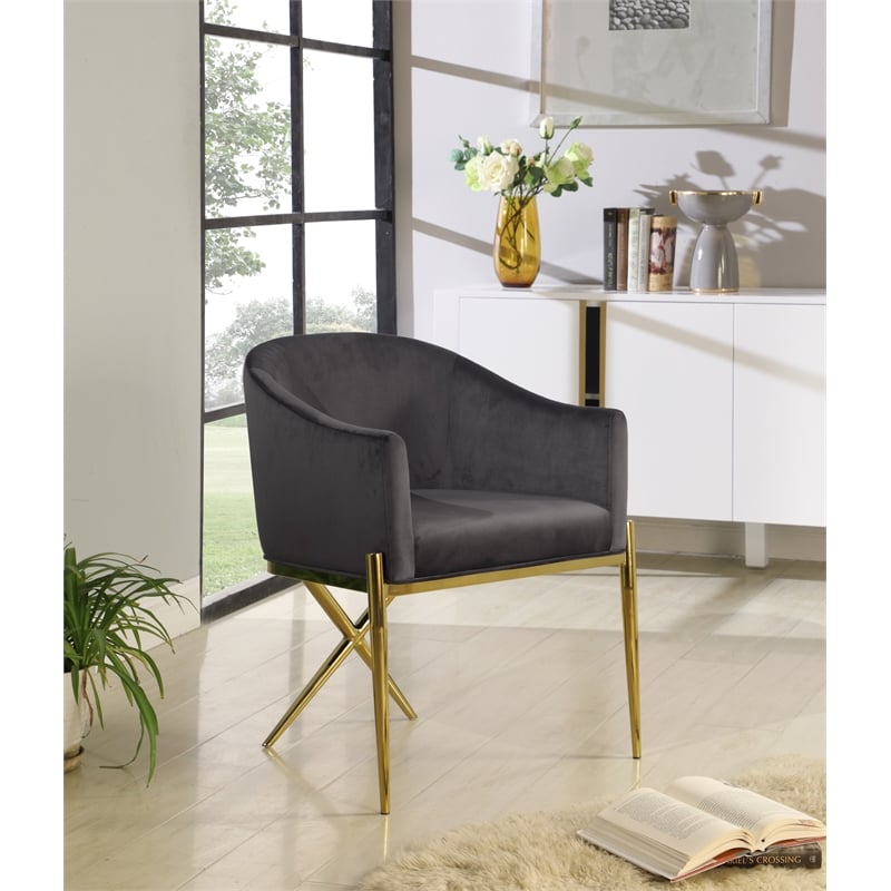 Meridian Furniture Xavier Grey Velvet Dining Chair (Set of 2)