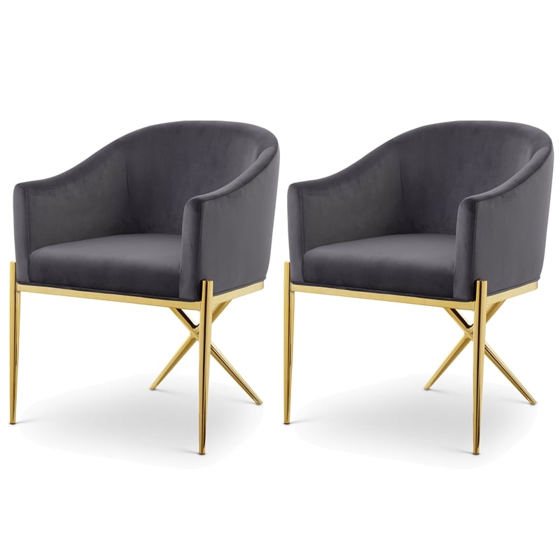 Meridian Furniture Xavier Grey Velvet Dining Chair (Set of 2)