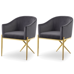 Meridian Furniture Xavier Grey Velvet Dining Chair (Set of 2)
