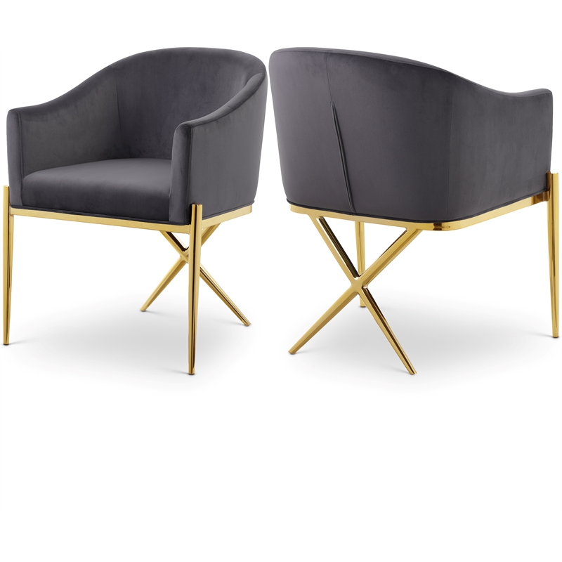 Meridian Furniture Xavier Grey Velvet Dining Chair (Set of 4)