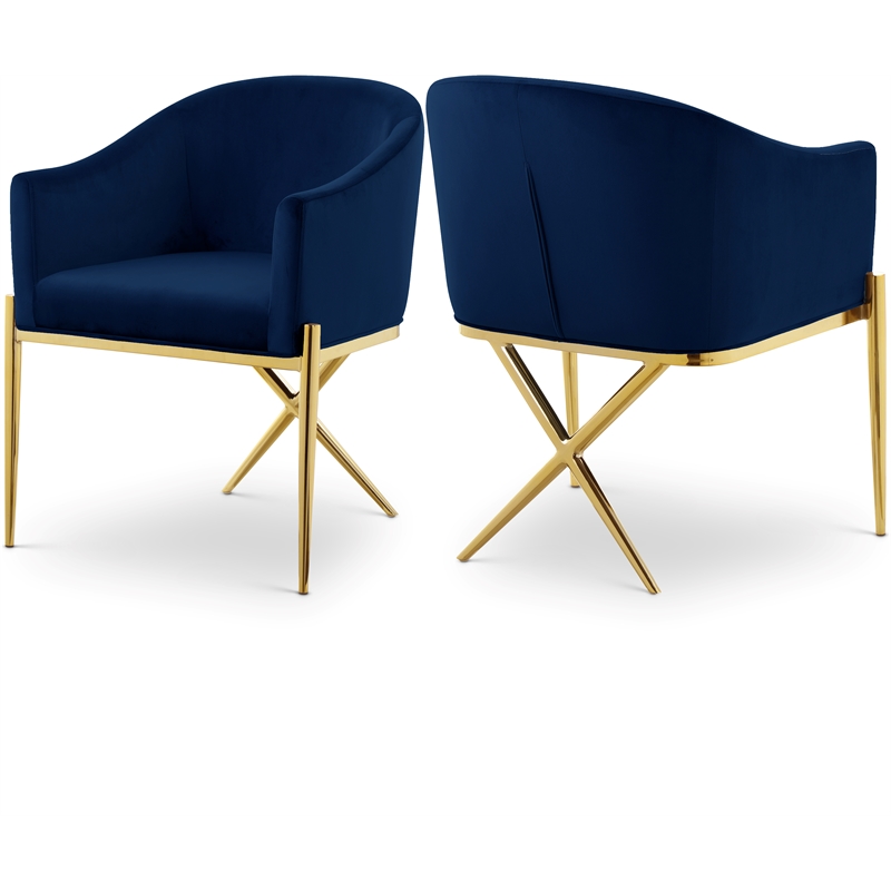 Meridian Furniture Xavier Navy Velvet Dining Chair (Set of 2)