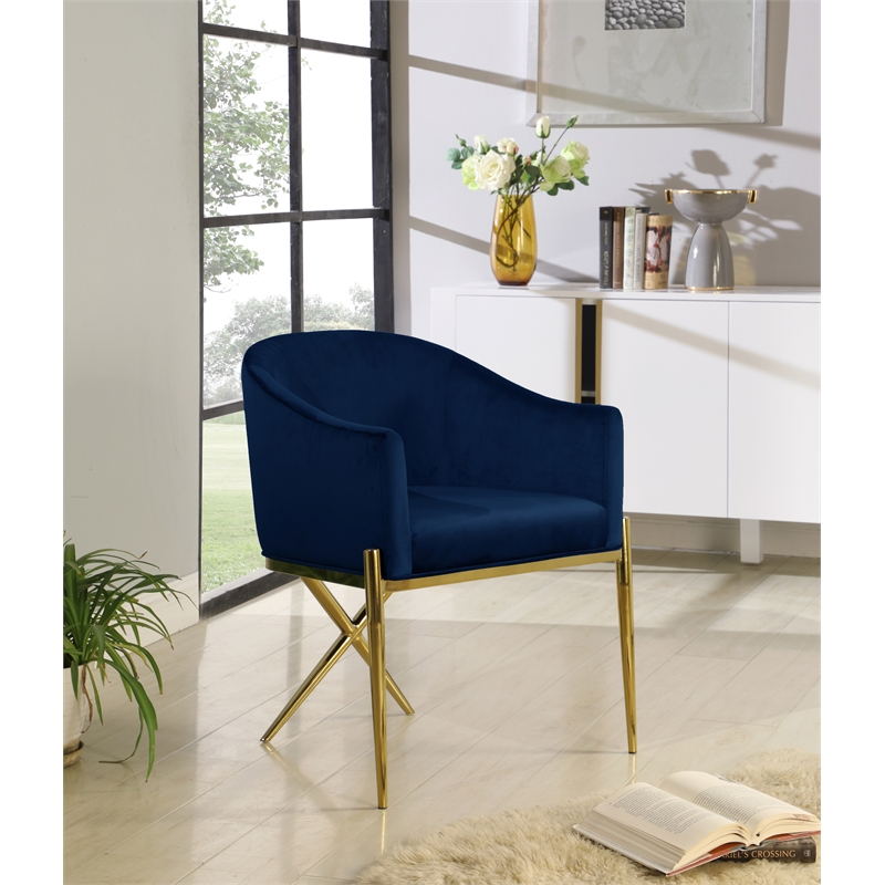 Meridian Furniture Xavier Navy Velvet Dining Chair (Set of 2)
