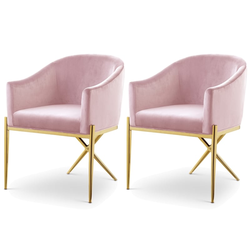 Meridian Furniture Xavier Pink Velvet Dining Chair (Set of 2)