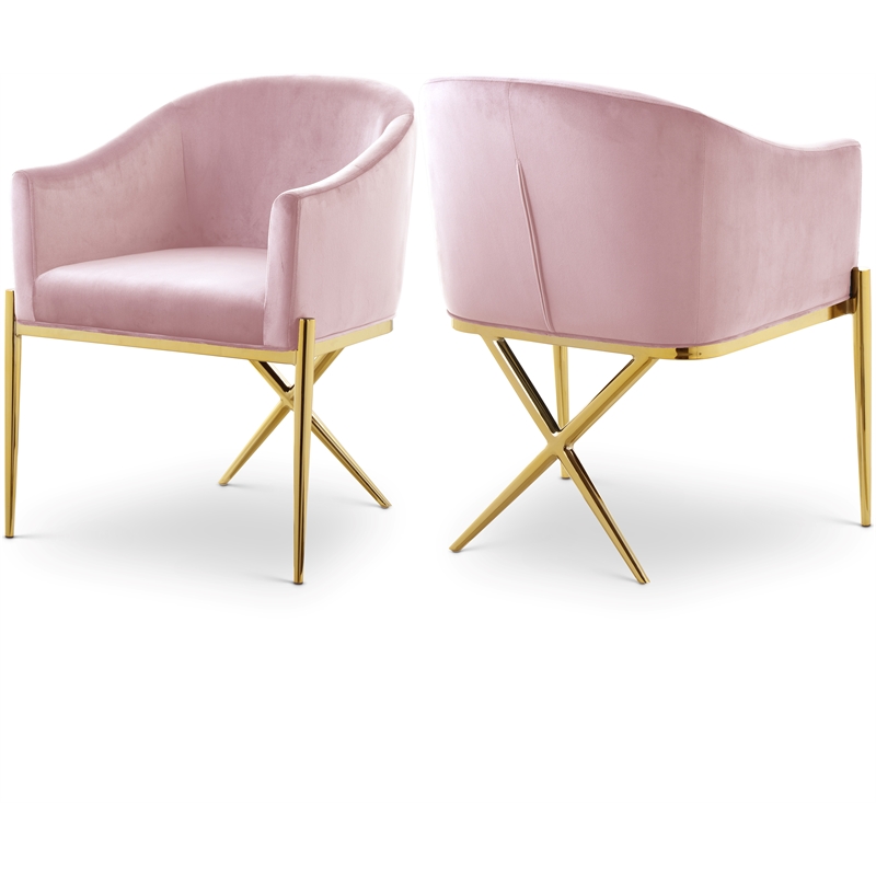 Meridian Furniture Xavier Pink Velvet Dining Chair (Set of 4)