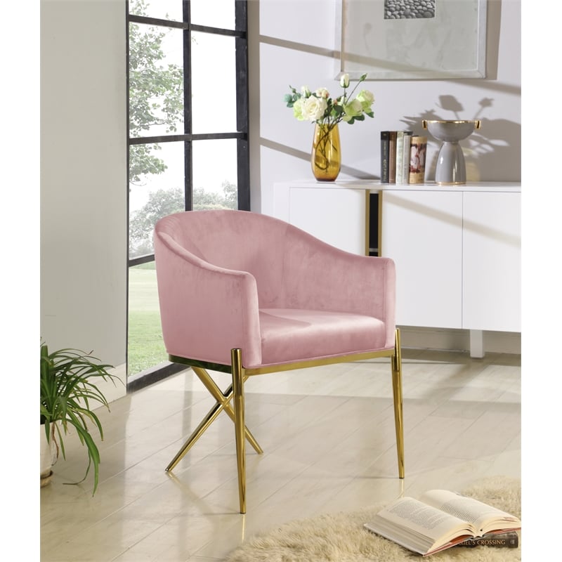 Meridian Furniture Xavier Pink Velvet Dining Chair (Set of 4)