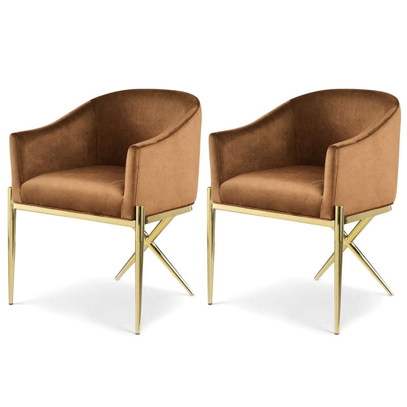 Meridian Furniture Xavier Saddle Velvet Dining Chair (Set of 2)
