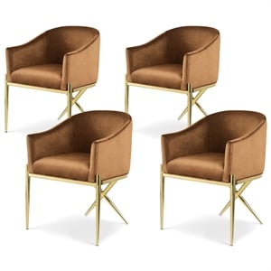 Meridian Furniture Xavier Saddle Velvet Dining Chair (Set of 4)