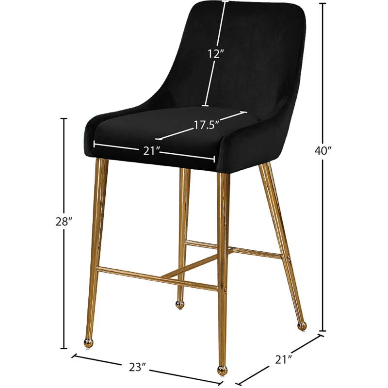 Meridian Furniture Owen Black Velvet Stool (Set of 4)