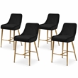 Meridian Furniture Owen Black Velvet Stool (Set of 4)