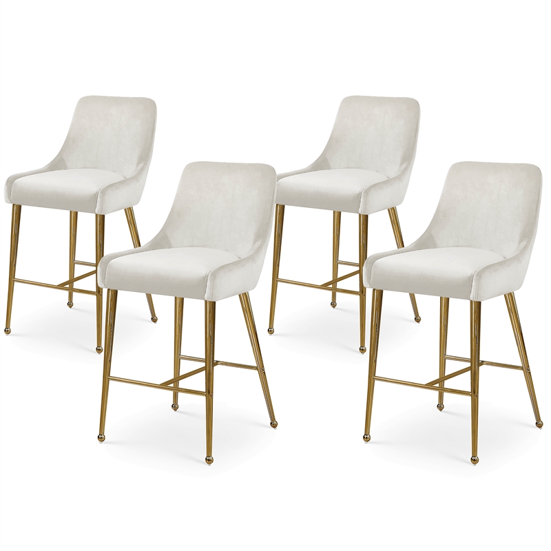 Meridian Furniture Owen Cream Velvet Stool (Set of 4)