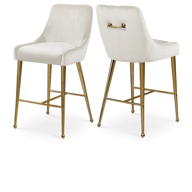 Meridian Furniture Owen Cream Velvet Stool (Set of 6)