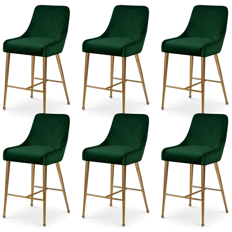 Meridian Furniture Owen Green Velvet Stool (Set of 6)