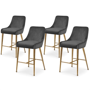 Meridian Furniture Owen Grey Velvet Stool (Set of 4)