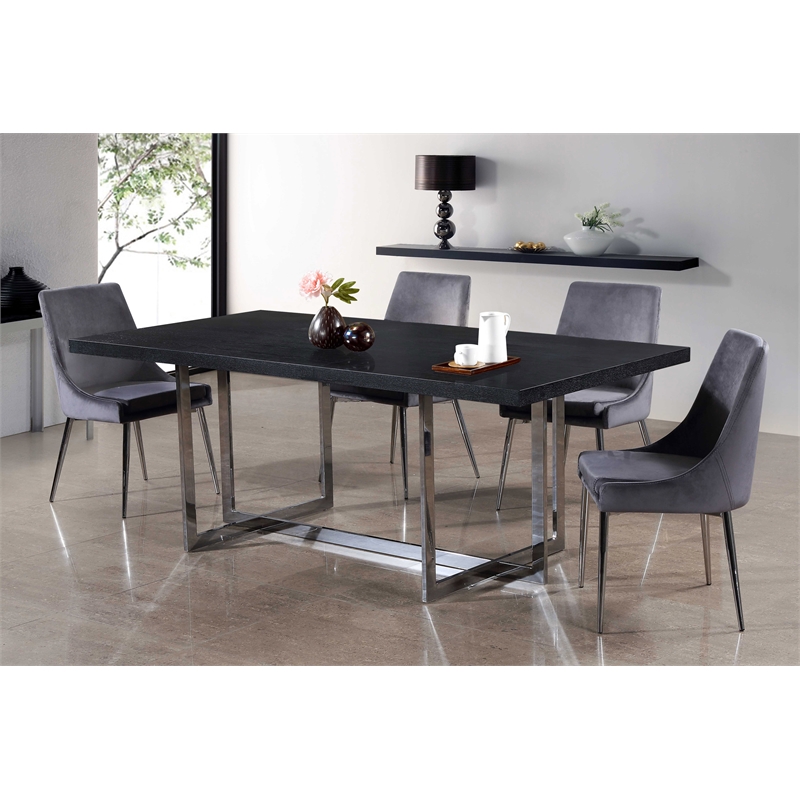 Meridian Furniture Karina Grey Velvet Dining Chair (Set of 6)
