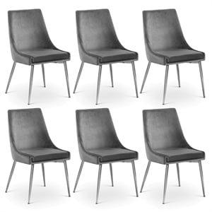 Meridian Furniture Karina Grey Velvet Dining Chair (Set of 6)