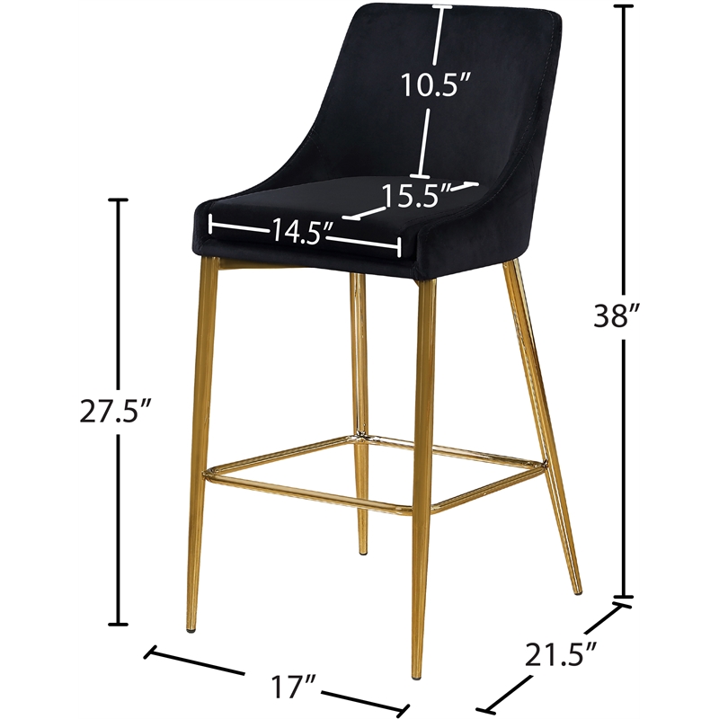Meridian Furniture Karina Black Velvet Stool (Set of 4)