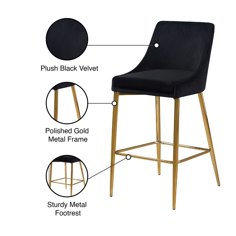 Meridian Furniture Karina Black Velvet Stool (Set of 4)