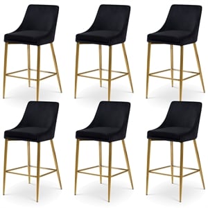 Meridian Furniture Karina Black Velvet Stool (Set of 6)