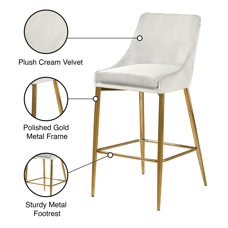 Meridian Furniture Karina Cream Velvet Stool (Set of 4)