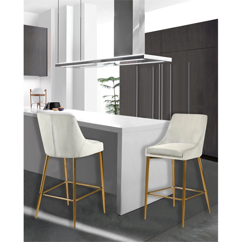 Meridian Furniture Karina Cream Velvet Stool (Set of 6)
