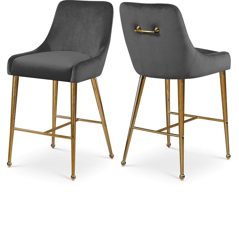 Meridian Furniture Owen Grey Velvet Stool (Set of 6)