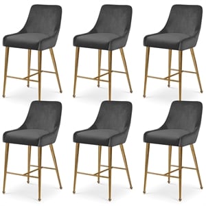 Meridian Furniture Owen Grey Velvet Stool (Set of 6)
