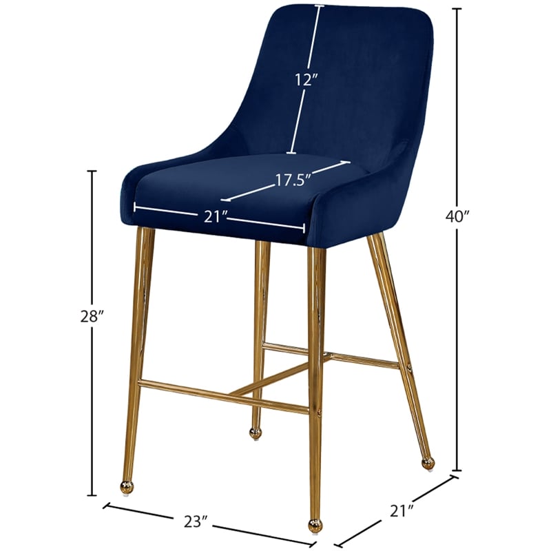 Meridian Furniture Owen Navy Velvet Stool (Set of 4)