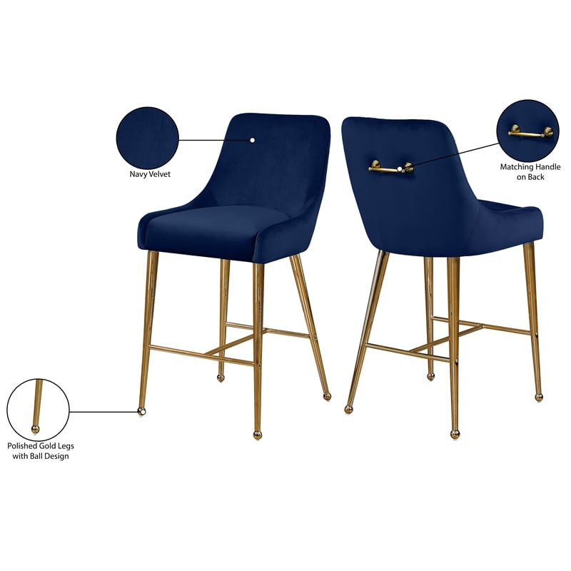 Meridian Furniture Owen Navy Velvet Stool (Set of 4)