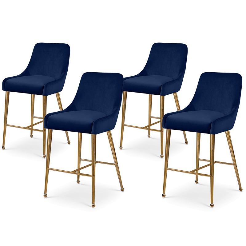 Meridian Furniture Owen Navy Velvet Stool (Set of 4)