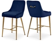 Meridian Furniture Owen Navy Velvet Stool (Set of 6)