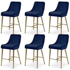 Meridian Furniture Owen Navy Velvet Stool (Set of 6)
