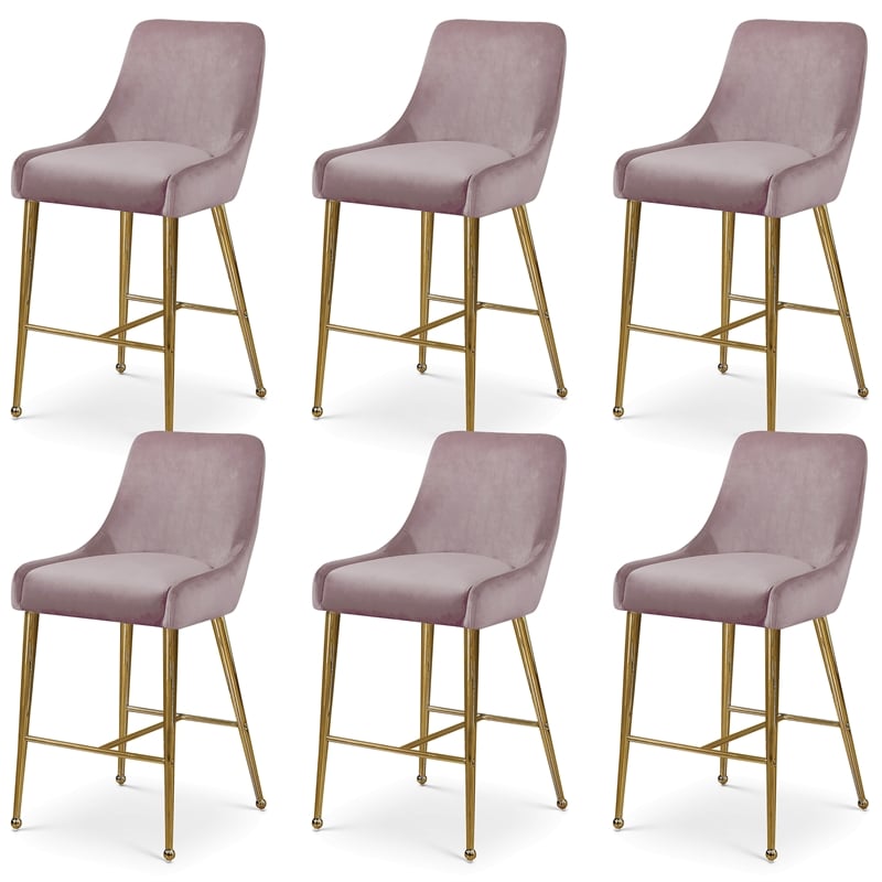 Meridian Furniture Owen Pink Velvet Stool (Set of 6)