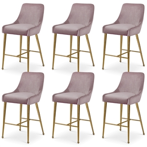 Meridian Furniture Owen Pink Velvet Stool (Set of 6)