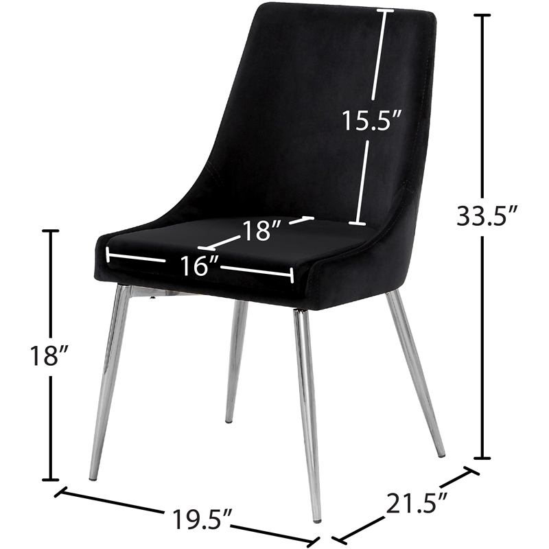 Meridian Furniture Karina Black Velvet Dining Chair (Set of 4)
