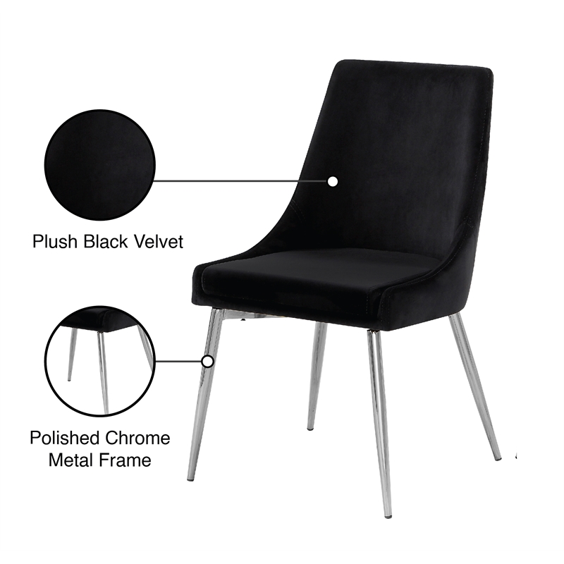 Meridian Furniture Karina Black Velvet Dining Chair (Set of 6)