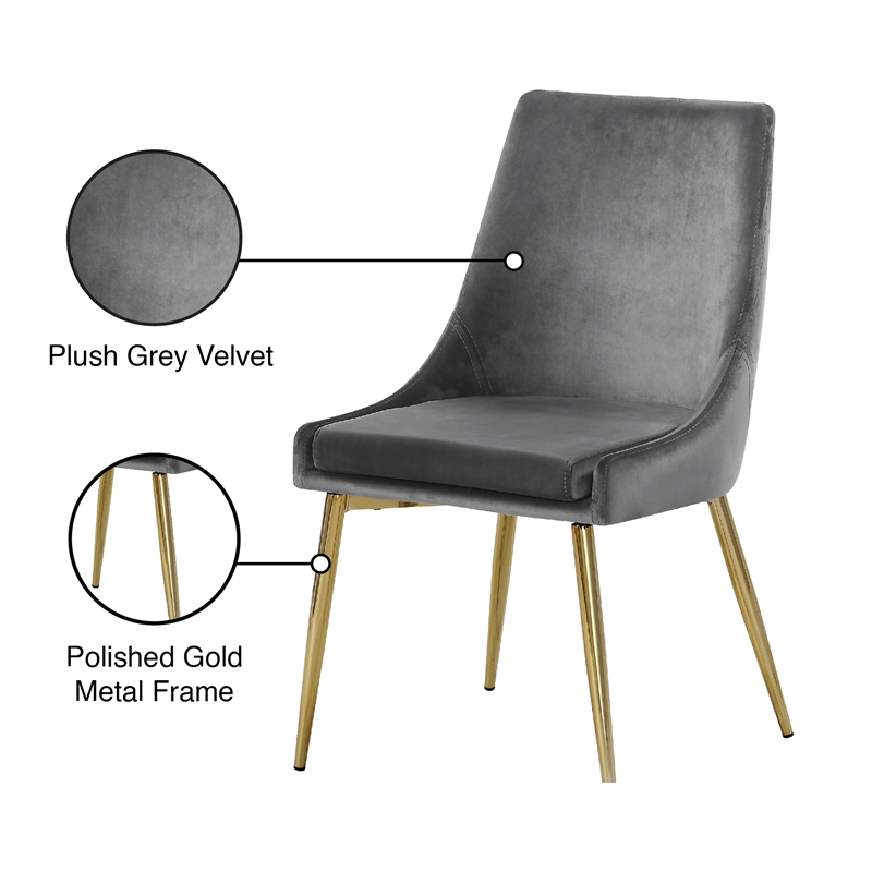 Meridian Furniture Karina Grey Velvet Dining Chair (Set of 4)