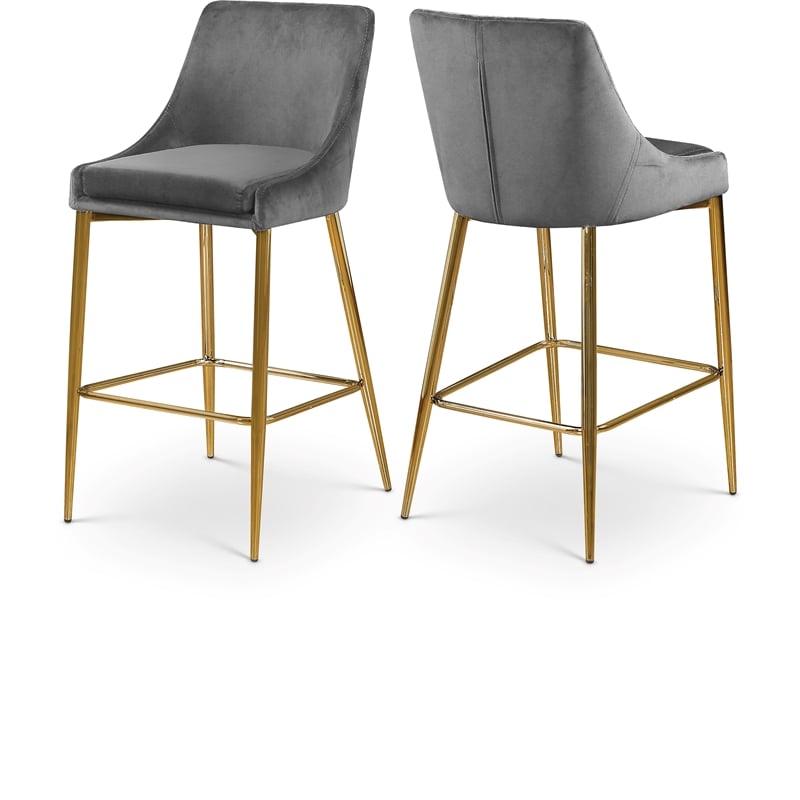 Meridian Furniture Karina Grey Velvet Stool (Set of 4)