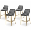 Meridian Furniture Karina Grey Velvet Stool (Set of 4)