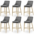 Meridian Furniture Karina Grey Velvet Stool (Set of 6)