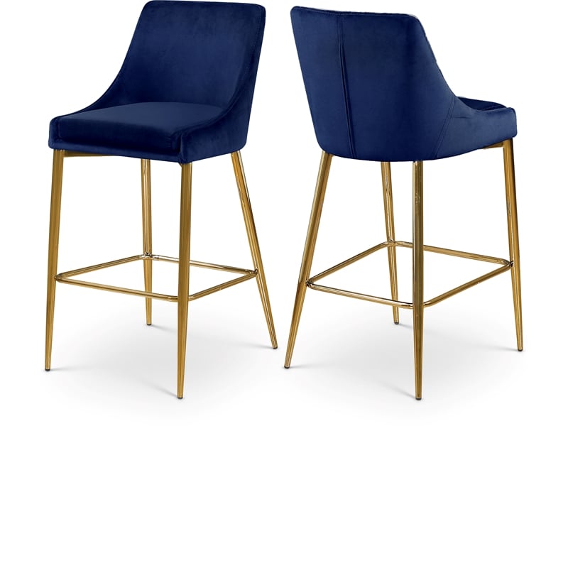 Meridian Furniture Karina Navy Velvet Stool (Set of 4)
