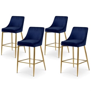 Meridian Furniture Karina Navy Velvet Stool (Set of 4)