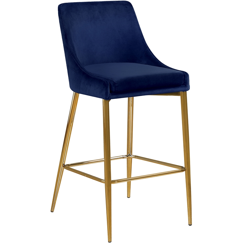Meridian Furniture Karina Navy Velvet Stool (Set of 6)