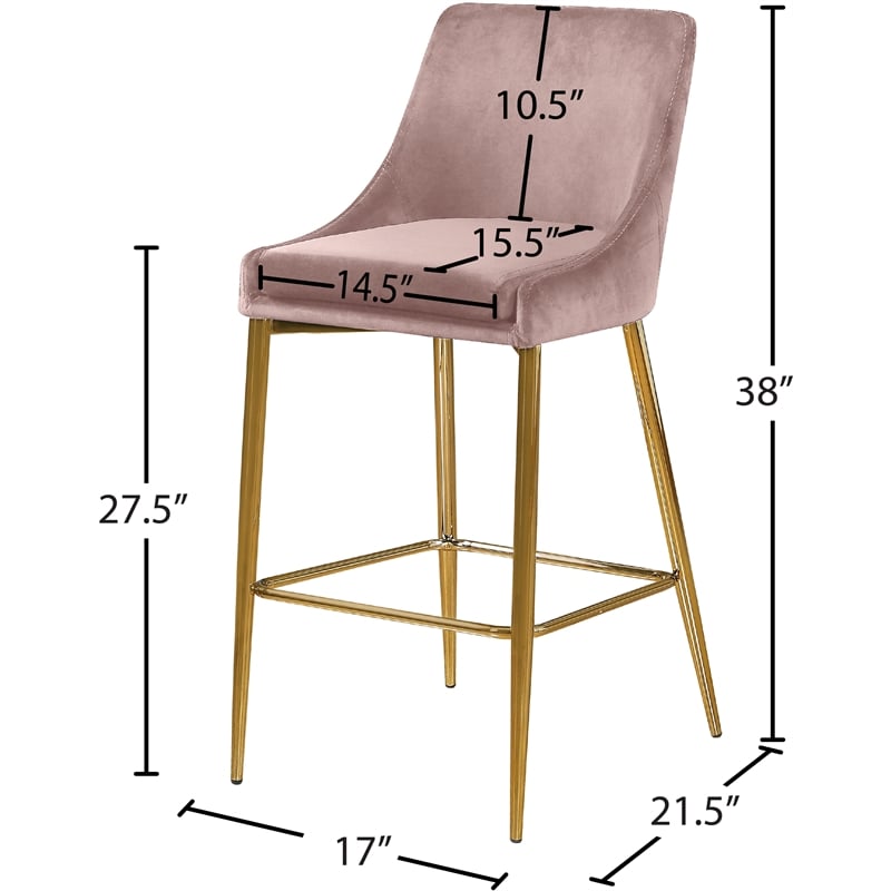 Meridian Furniture Karina Pink Velvet Stool (Set of 4)
