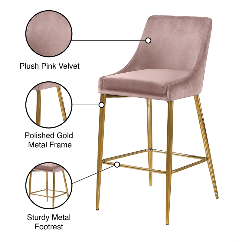 Meridian Furniture Karina Pink Velvet Stool (Set of 4)
