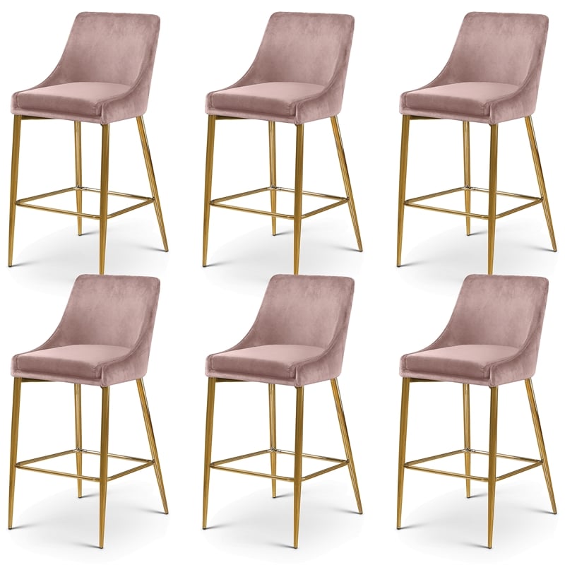 Meridian Furniture Karina Pink Velvet Stool (Set of 6)